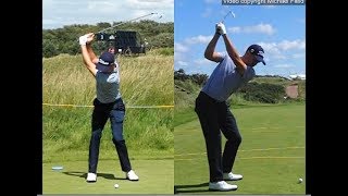 Justin Thomas golf swing  Long Iron faceon amp downtheline July 2017 [upl. by Otir792]